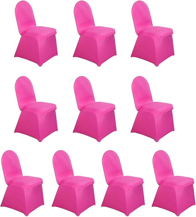 Efavormart 10 PCS Spandex Stretch Fuchsia Chair Covers Universal Banquet Chair Covers for Party Dining with Foot Pockets Washable Wedding Chair Slip Covers for Outdoor - Image 8