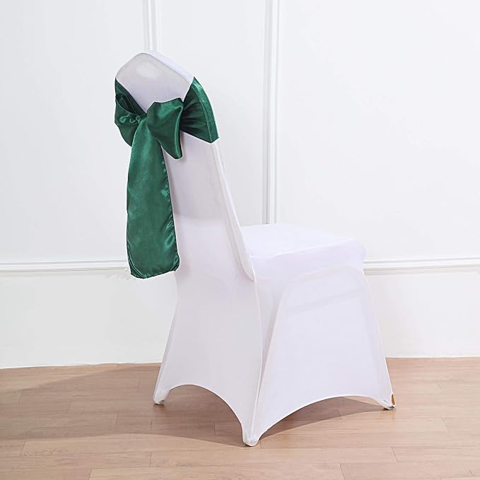 Balsa Circle 50 Hunter Green Satin Elegant Chair Cover Bows Sashes Wedding Banquet Decorations Party Supplies Engagement Events Reception - Image 4