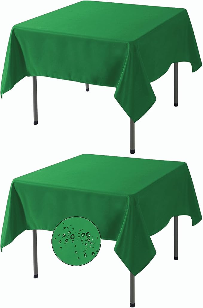 Fokitut 2 Pack Waterproof Square Tablecloth, 70x70 Inch, Stain Resistant and Wrinkle Polyester Table Cloth, Fabric Table Cover for Kitchen Dining, Wedding, Party, Holiday Dinner-Emerald by BalsaCircle