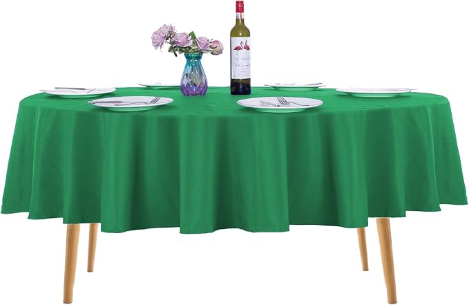 Ascoza 2pack 90 Inch Emerald Round Tablecloth in Washable Polyester Fabric for Wedding/Banquet/Restaurant/Parties by Ascoza