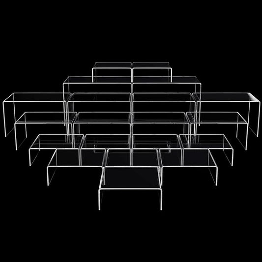 Chuangdi 20 Pcs Acrylic Display Risers, Clear Plastic Product Stand, Food Display Riser for Table Party Jewelry Shelf Decor for Figure Dessert Cupcake Candy Action Showcase(Clear,Extra Large Set) by Chuangdi