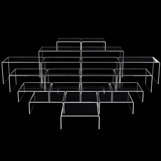 Chuangdi 20 Pcs Acrylic Display Risers, Clear Plastic Product Stand, Food Display Riser for Table Party Jewelry Shelf Decor for Figure Dessert Cupcake Candy Action Showcase(Clear,Super Large Set) by Chuangdi