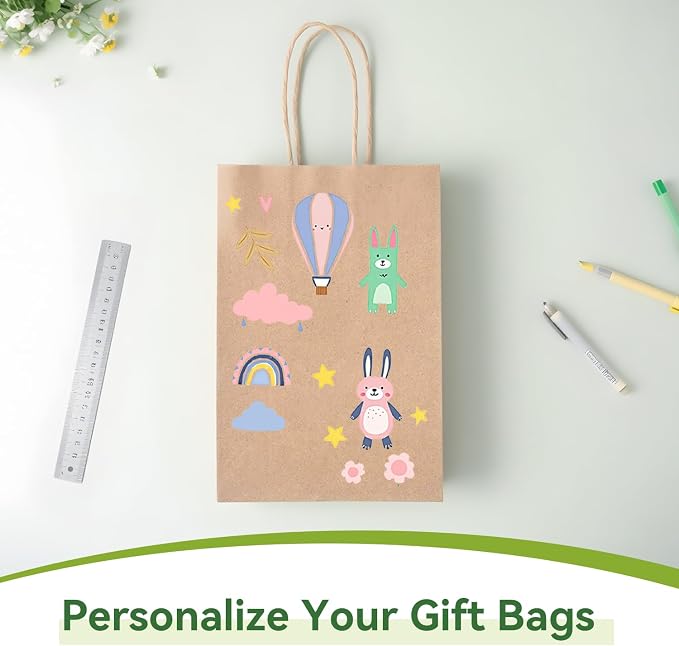 100 Pack Small Paper Gift Bags with Handles, 5.25 x 3.25 x 8 Inch, Brown | Kraft Material, Bulk Pack for Craft, Shopping, Business, Retail, Party Favor, Birthday and Grocery Use - Image 4