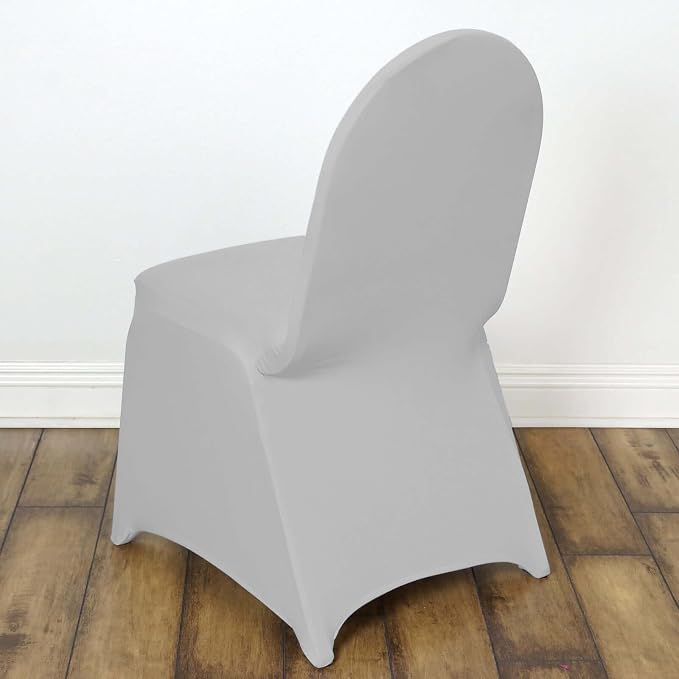 Efavormart Spandex Stretch Silver Chair Covers 100 PCS Universal Banquet Chair Covers for Party Dining with Foot Pockets Washable Wedding Chair Slip Covers for Outdoor - Image 3