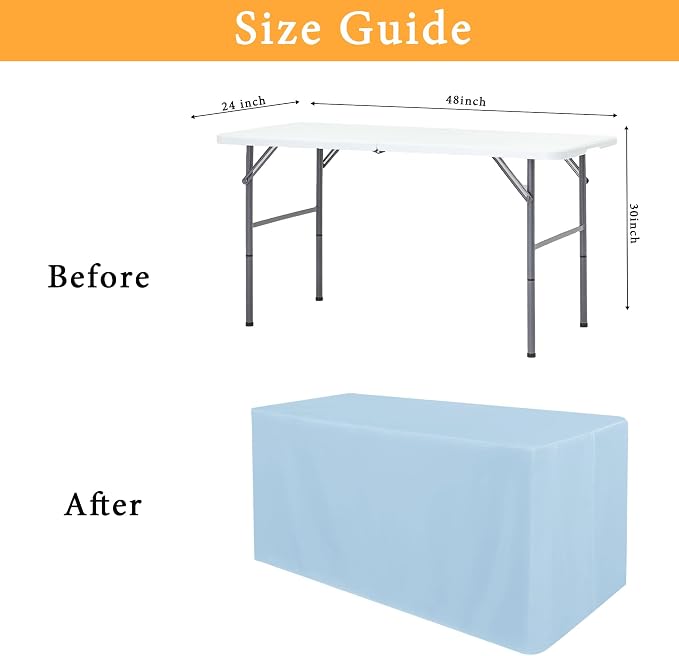 Obstal 2 Pack 4ft Tablecloths for Rectangle Tables, Dusty Blue | Water Resistant Washable Fabric Polyester Rectangle Table Cover Protector for Wedding, Banquet and Trade Shows, 48x24x30 Inch - Image 6