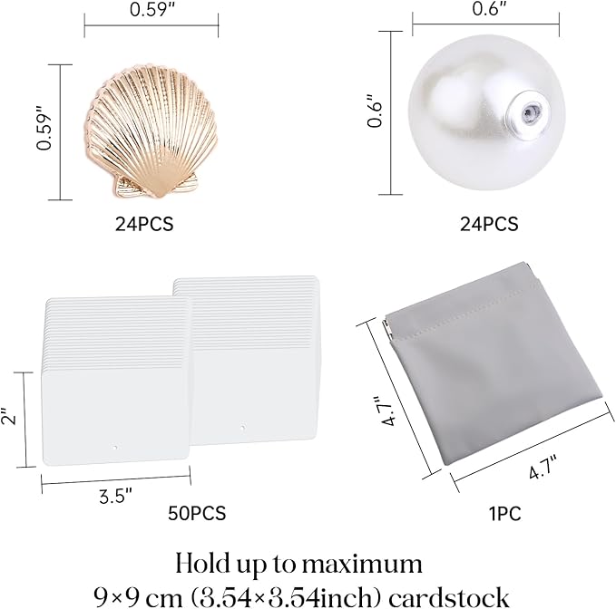 UNIQOOO 24Pcs Decorative Gold Shell Place Card Holders Bulk, Scallop Name Card Stands Set, for Beach Wedding Decor Coastal Favors, Table Setting, Business Card, Name Tag, Party Food Labels