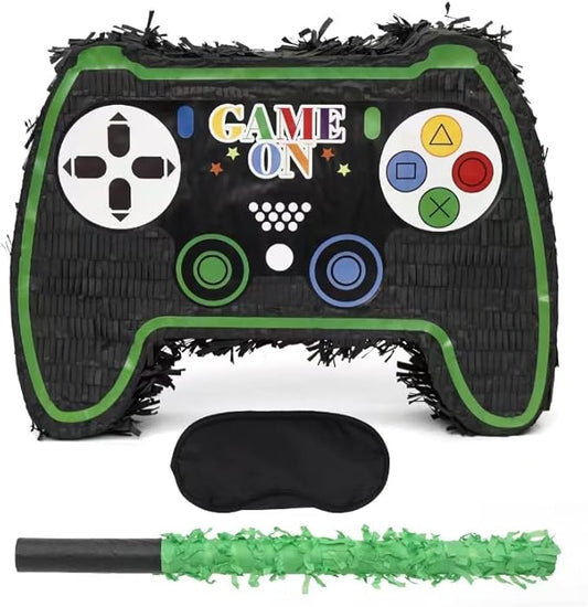 Video Game Controller Pinatas Bundle with a Blindfold and a Bat(16.5 x 12 x 3.5 Inches), Perfect for kid's Birthday Parties, Gaming Theme Parties for Boys, Decorations