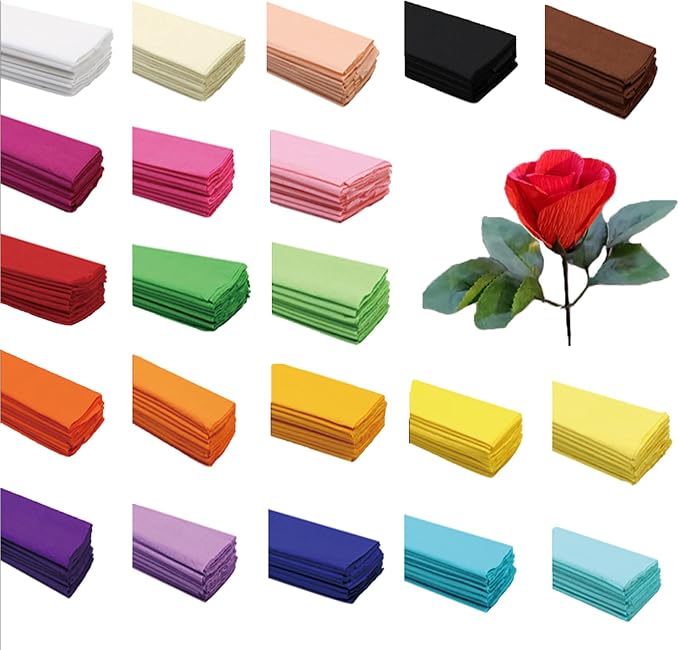 Premium Crepe Paper Party Streamers 21 Assorted Colors Large 20 Inch X 3.2 Ft. Per Sheet DIY Crepe Paper Flowers Crafts Gift Wrapping Box, Birthday Wedding Party Drop Decoration Supply (100) - Image 4