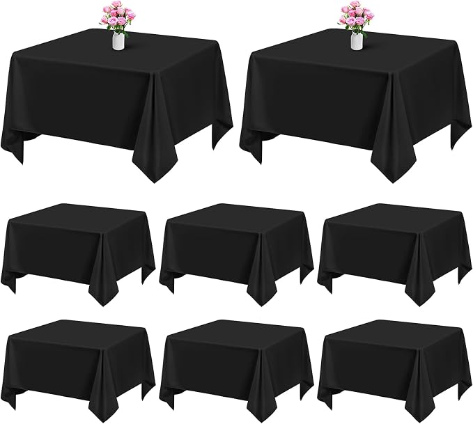 Showgeous 8 Pack White Polyester 52x52 Inch Tablecloths | Soft polyester, wrinkle resistant, fade resistant, smooth finish, fine stitching, folded hems, reusable, machine washable by Showgeous