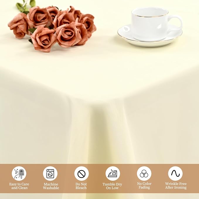 12 Pack Beige Tablecloths for 6ft Tables-60 x 102 Inch | Polyester Table Cover, Stain and Wrinkle Resistant Washable Fabric Table Cloth, Perfect for Wedding Banquet Parties - Image 4