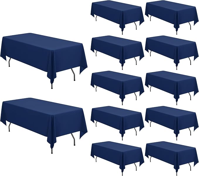 Pesonlook 12 Pack Navy Blue Rectangular Tablecloth 60 x 102 Inch | for 6ft Tables,Washable Reusable Polyester Fabric Tablecloth Navy Blue Table Cover for Wedding,Banquet,Event,Party by Pesonlook