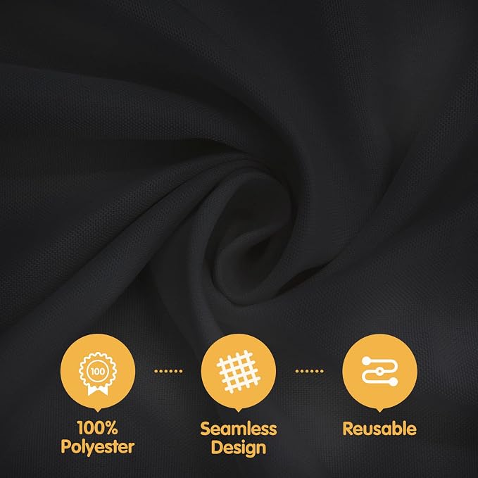 BRILLMAX 4 Pack Black Tablecloths 90x156 Inch for 8ft Rectangle Tables | 150 GSM Polyester Fabric, Floor Length Drop, Water, Stain & Wrinkle Resistant Cloth Cover for Wedding Reception Banquet Party - Image 2