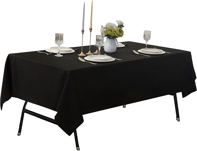 10-Pack 60x144 inch Black Table Cloths, Solid Stain and Wrinkle Resistant Oblong Tablecloth, Premium Plain Weave Polyester Fabric Rectangle Table Linen Covers for Hotel, Banquet - Image 8