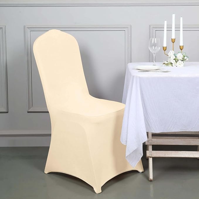 Tableclothsfactory Beige Stretchy Spandex Fitted Banquet Chair Cover Dinning Event Slipcover for Wedding Party Banquet Catering - Image 7