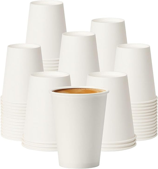 Coffee Cups 12 oz 300 Pack, 12 oz Paper Cups, Hot Beverage Drinking Cups, White Paper Hot Disposable Coffee Cups, Suitable for Party, Picnic, Travel, and Events by ECOEXTRA