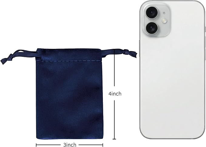 QIANF 12pcs Navy Velvet Drawstring Bags 3x4 inches Mini Velvet Cloth Gift Bags Jewelry Pouches for Storage Wedding Party Favor Christmas - Image 2