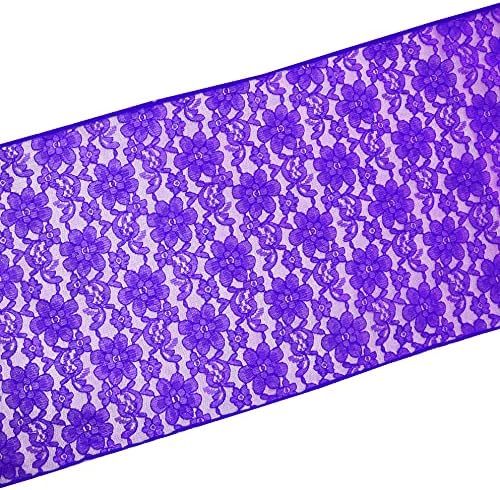 Zen Creative Designs 10 Pack Floral Lace Table Runner Sheer Lace Event Party Wedding Table Decor (12" by 120", Purple) - Image 2