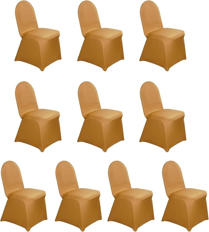 Efavormart 10 PCS Spandex Stretch Gold Chair Covers Universal Banquet Chair Covers for Party Dining with Foot Pockets Washable Wedding Chair Slip Covers for Outdoor - Image 3
