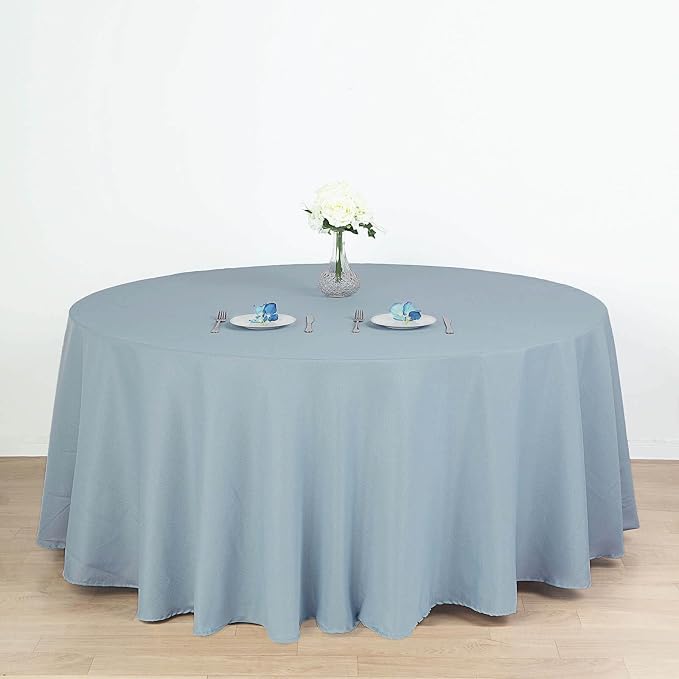 10 pcs 120 inch Dusty Blue Round Tablecloths Fabric Table Cover Linens | 120" Washable Fabric Table Cloth Covers for Wedding Party Polyester Reception Buffet Events Dining Events Kitchen Dining - Image 5