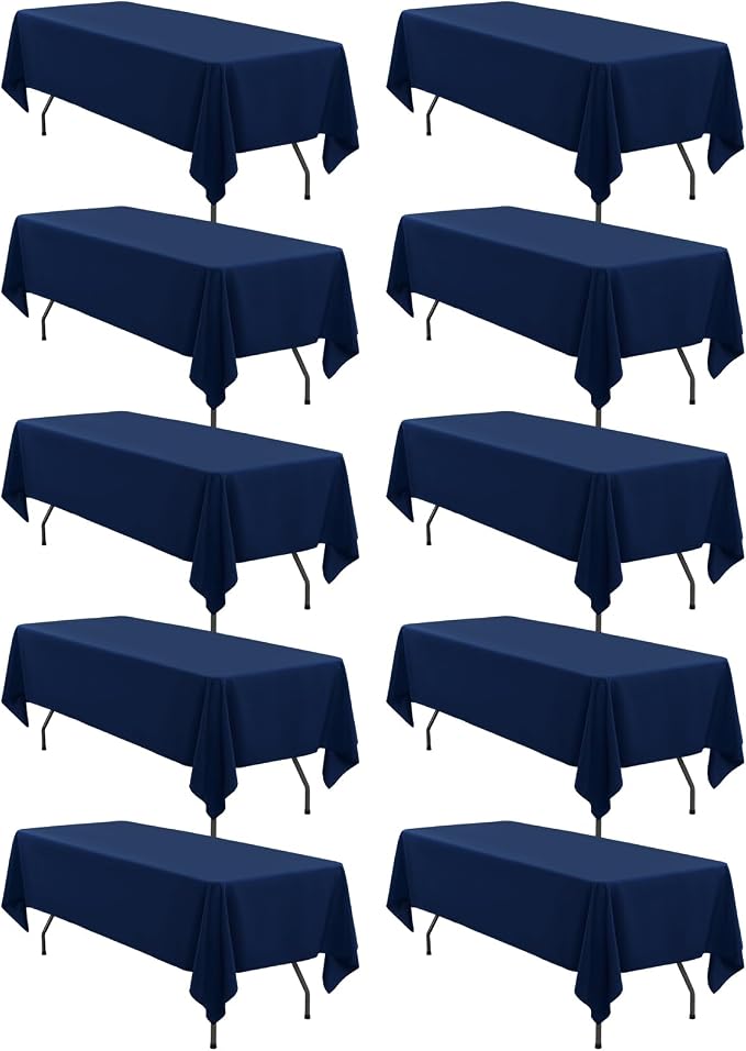 fani 10 Packs Navy Blue Tablecloth - 60 x 102 Inch for 6Ft Tables | Washable Polyester Fabric, Stain Wrinkle Resistant Rectangle Table Cloth for Wedding Banquets Parties Buffet Dining by fani