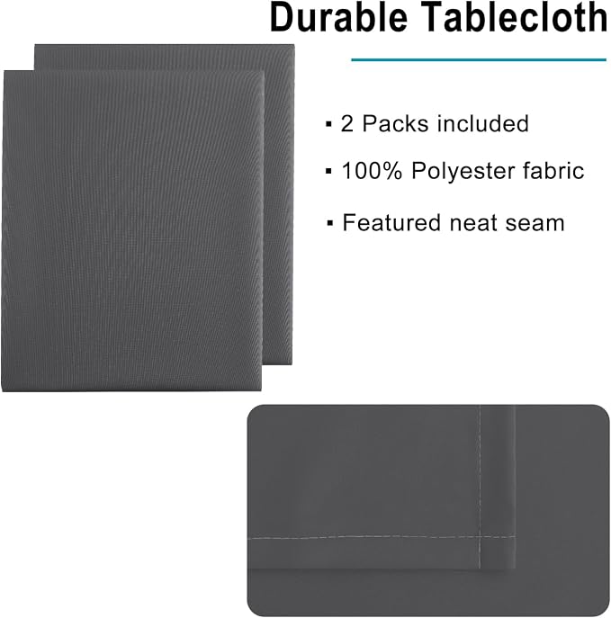 Hiasan 2 Pieces Square Tablecloth, 30 x 30 Inch, Grey | Waterproof, Spillproof, Washable Polyester Table Cloth for Dining Room/Party/Wedding/Restaurant/Outdoor Picnic - Image 4