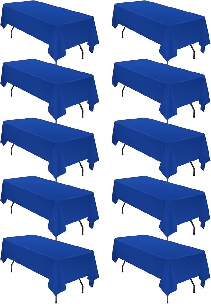 fani 10 Packs Royal Blue Tablecloth - 60 x 126 Inch for 8Ft Tables | Washable Polyester Fabric, Stain Wrinkle Resistant Rectangle Table Cloth for Wedding Banquets Parties Buffet Dining by fani