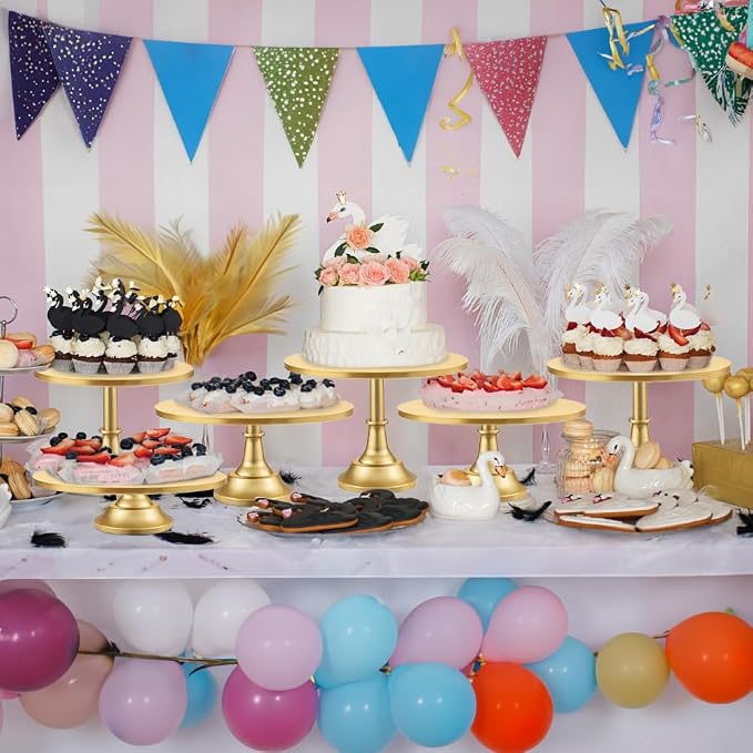 3 Pcs Cake Stand with 20Pcs Cakeboard Round, Cake Stand Set Disc Diameter 8" 10" 12", Perfect Dessert Table Display Set, Cupcake&Cake Stands for Party, Wedding, Birthday (Gold) - Image 5