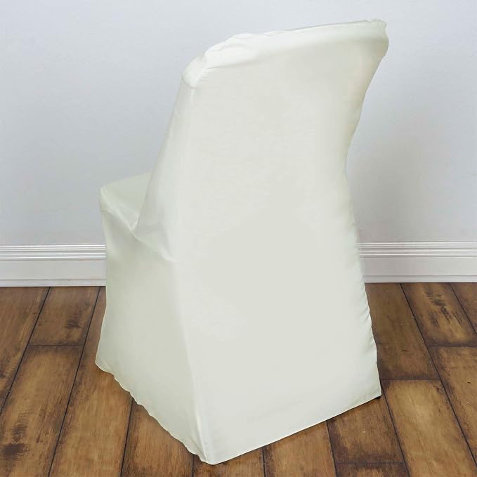 Efavormart 30 PCS Ivory Polyester Lifetime Folding Chair Covers, Durable Reusable Chair Covers - Image 8