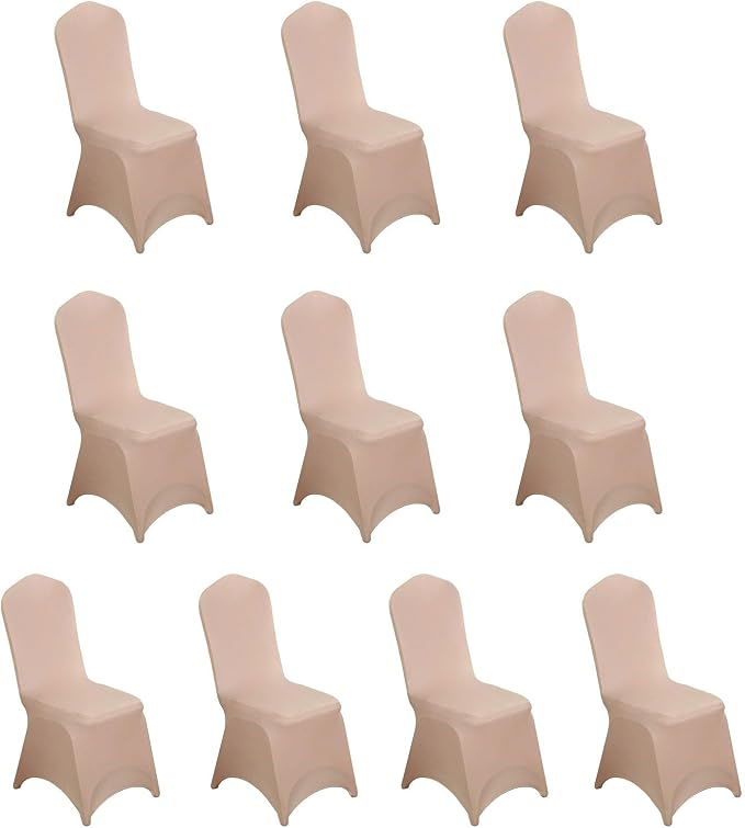 Efavormart 10 PCS Spandex Stretch Nude Chair Covers Universal Banquet Chair Covers for Party Dining with Foot Pockets Washable Wedding Chair Slip Covers for Outdoor - Image 3