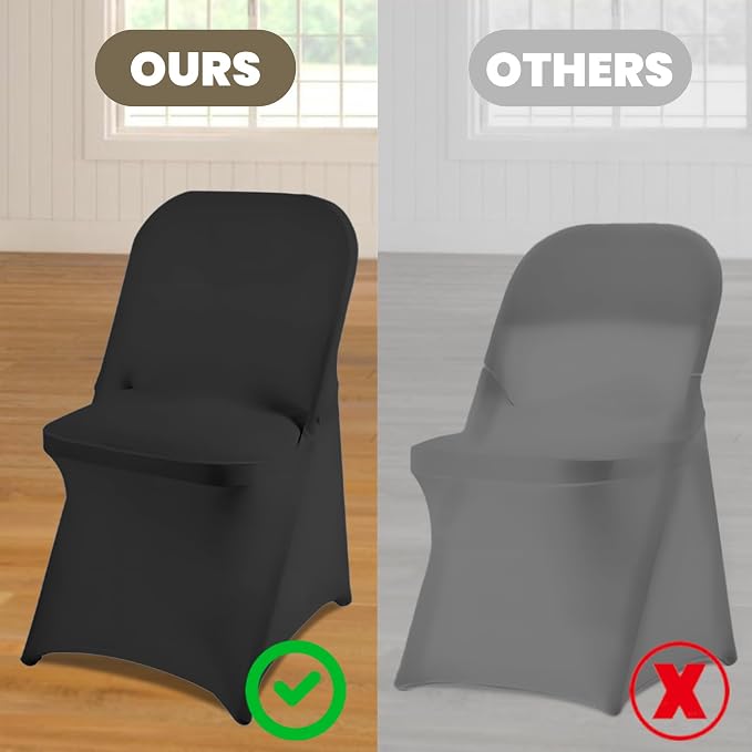 Black Folding Chair Covers 1PCS Spandex Stretch Slipcovers | Universal Fitted Chair Cover Protector,Stretch Chair Covers for Wedding,Party, Banquet, Holidays, Celebration - Image 7