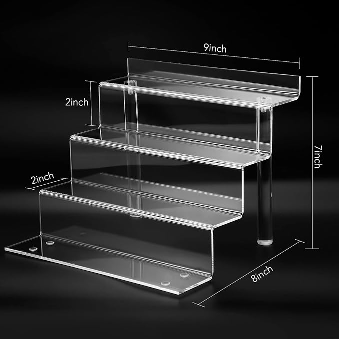 9 Inch Acrylic Shelf for Perfume Organizer in 3 Pack, 4 Tier Funko POP Shelves, Cologne Organizer Tiered Riser Display Stand, Acrylic Display for Decoration - Image 2