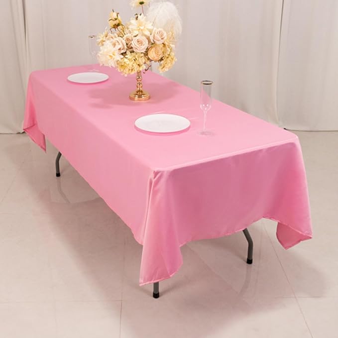 Efavormart Pink Seamless Lamour Satin Rectangle Tablecloth - 60"x102"