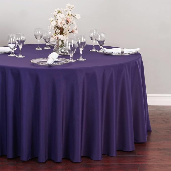 LTC LINENS Purple Round Tablecloth - 132 Inch Round Tablecloth, Large Party Table Cloth, Wrinkle Resistant, Washable Polyester Fabric Table Cover Linens for Wedding, Party, Banquet - Image 3