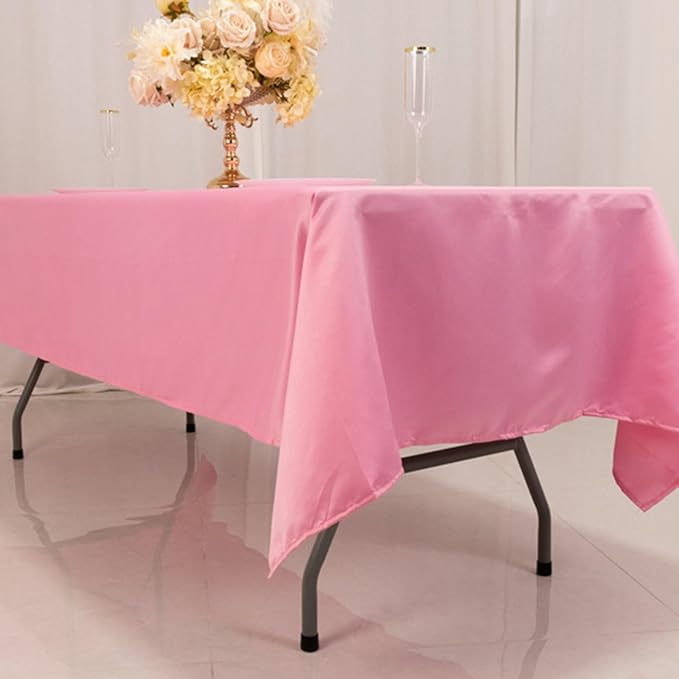 Efavormart Pink Seamless Lamour Satin Rectangle Tablecloth - 60"x102"