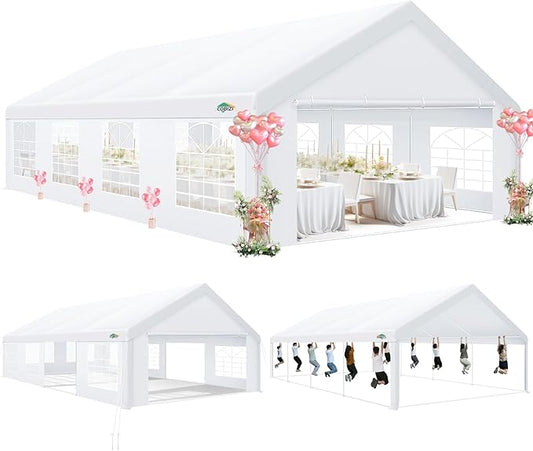 COBIZI 20x30 Party Tent Heavy Duty, Large Outdoor Wedding Tents for Parties with 8 Sidewalls & Built-in Sandbags,Waterproof Event Canopy Gazebo Commercial Tent for Carport,Camping,Patio,Windproof