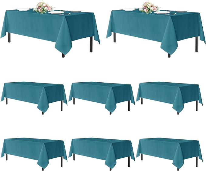 sancua Teal Tablecloths Rectangle, 8 Pack Table Cloth for 8 Foot Tables | 60x120 Inch, Washable Polyester Fabric Rectangular Table Cover for Wedding, Birthday Party, Banquet Reception by sancua