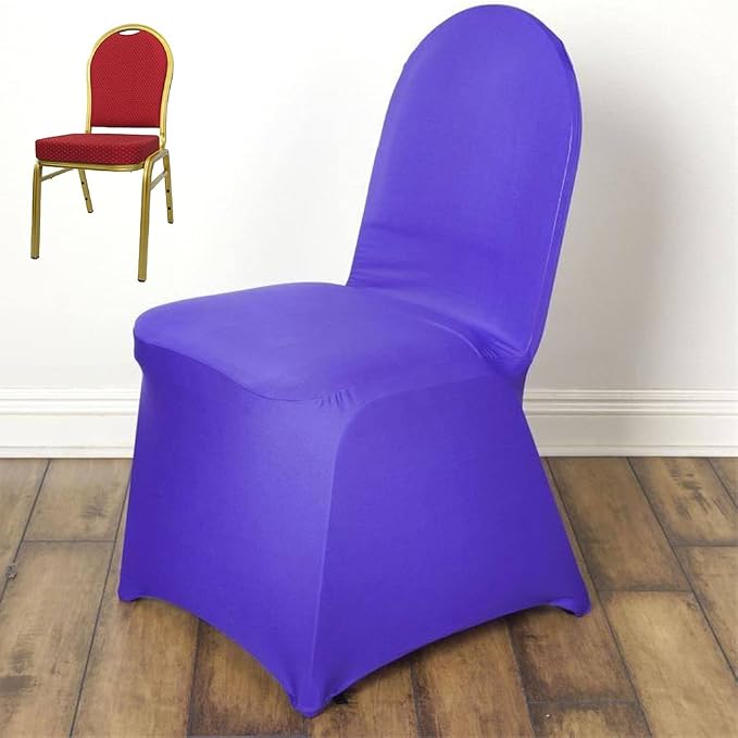 Tableclothsfactory 20 PCS Purple Stretchy Spandex Fitted Banquet Chair Cover Dinning Event Slipcover for Wedding Party Banquet Catering - Image 3