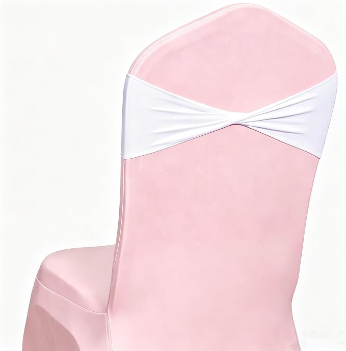White Chair Sashes Bows 50 Pack, Spandex Blue Chair Cover Bands Ties Without Buckle for Gender Reveal Baby Shower Decoration by Unknown
