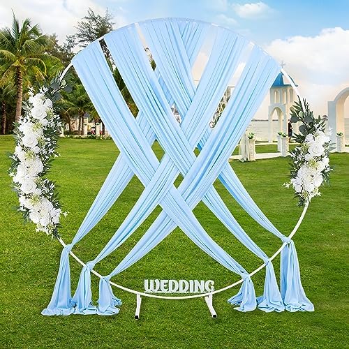 Chiffon Wedding Arch Draping Fabric Light Blue 6 Panels 6 Yards Long Romantic Curtain Backdrops for Baby Shower Party Decorations - Image 4