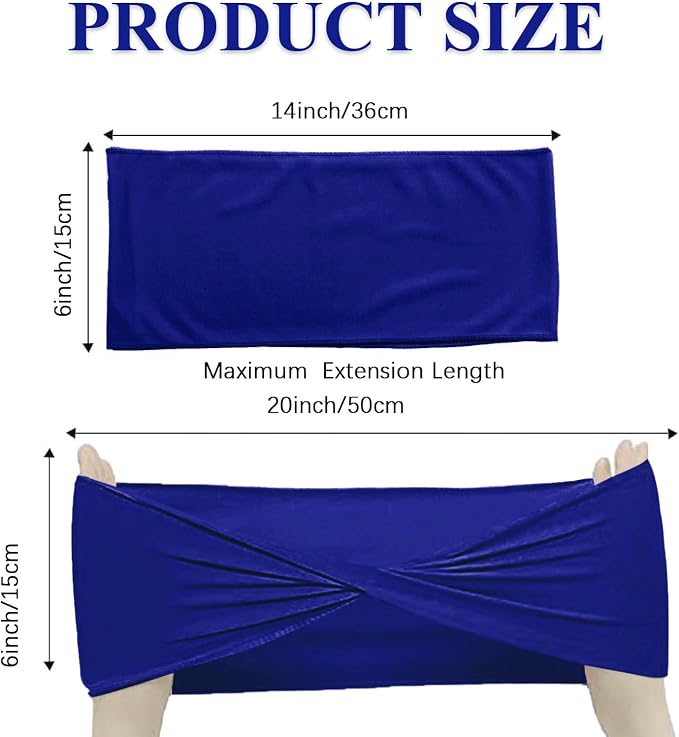 Royal Blue Chair Sashes Bows 50 Pack, Spandex Blue Chair Cover Bands Ties Without Buckle for Gender Reveal Baby Shower Decoration - Image 2