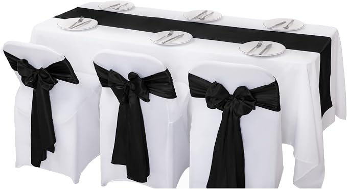 6Pack Table Runner 12 x 108 Inches Satin Silk Table Runner for Wedding, Birthday Party, Banquets, Graduations Decoration, fit Rectange and Round Table-Black - Image 5