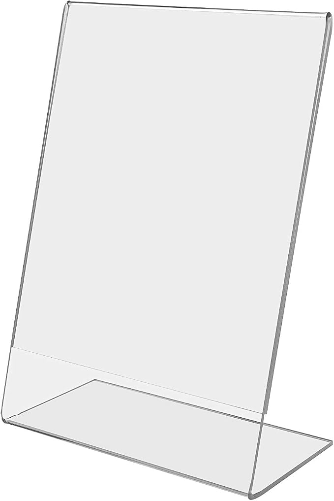 Marketing Holders Acrylic Sign Holder for 5" x 7" Printed Materials Clear Slant Back Lucite Countertop Side Load Graphic Image Display for Retail Stores Hotels Offices and Restaurants by MarketingHolders