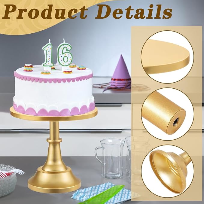 3 Pcs Cake Stand with 20Pcs Cakeboard Round, Cake Stand Set Disc Diameter 8" 10" 12", Perfect Dessert Table Display Set, Cupcake&Cake Stands for Party, Wedding, Birthday (Gold) - Image 4