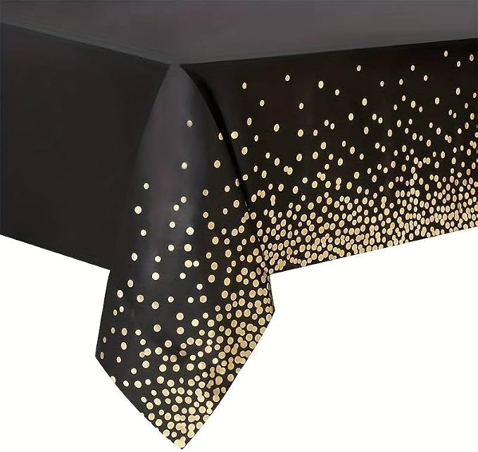 QSD Black with Gold Dots Premium Banquet Tablecloth Roll 54" x 300' Feet Long (26 Colors) Quality Supplies Direct (Extra Large Roll) - Image 2