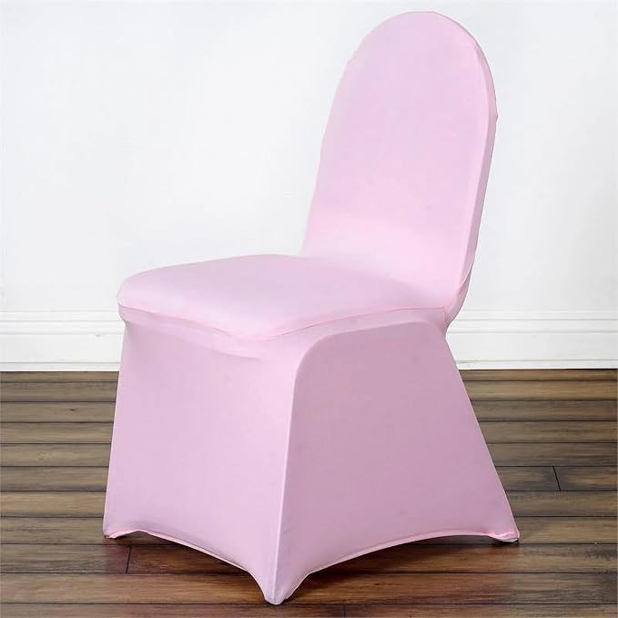 Efavormart 10 PCS Spandex Stretch Pink Chair Covers Universal Banquet Chair Covers for Party Dining with Foot Pockets Washable Wedding Chair Slip Covers for Outdoor - Image 2