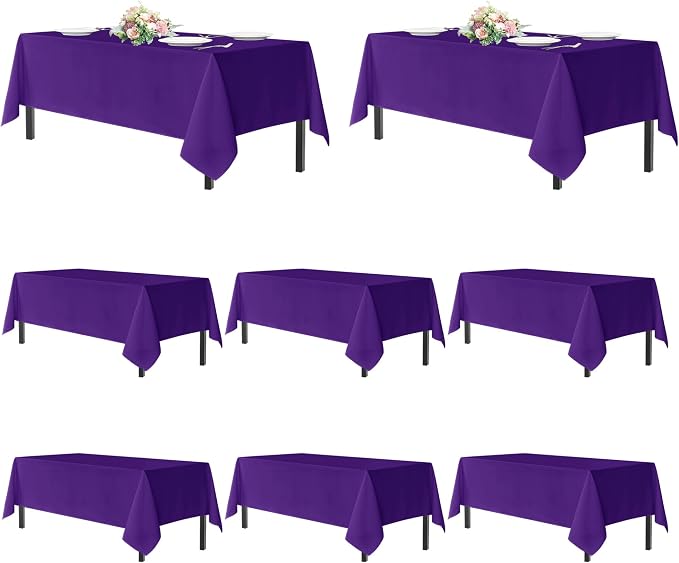 sancua Purple Tablecloths Rectangle, 8 Pack Table Cloth for 8 Foot Tables | 60x120 Inch, Washable Polyester Fabric Rectangular Table Cover for Halloween, Wedding, Birthday Party, Banquet Reception by sancua