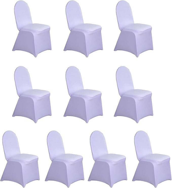 Efavormart 10 PCS Spandex Stretch Lavender Chair Covers Universal Banquet Chair Covers for Party Dining with Foot Pockets Washable Wedding Chair Slip Covers for Outdoor - Image 3