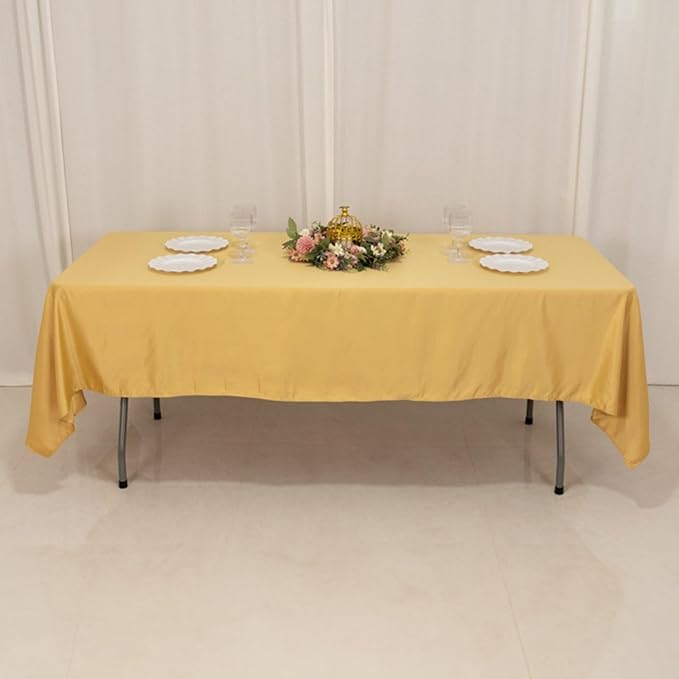Efavormart Champagne Seamless Lamour Satin Rectangle Tablecloth - 60"x102"