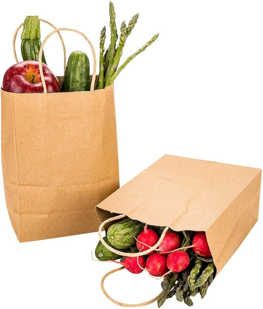 Restaurantware Kraft Paper Shopping Bags 100 Count 10 x 6.75 x 12 Inches Sturdy Retail Gift Bags With Handles Kraft Merchandise Tote Bags Kraft by Restaurantware