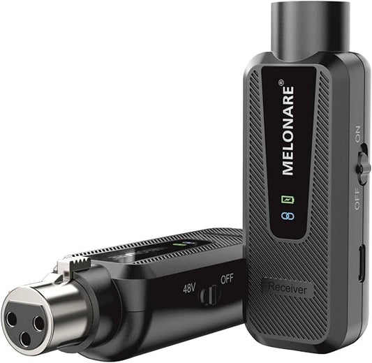 Plug on UHF 900MHz XLR Wireless Microphone Adapter, XLR Wireless Audio Transmitter & Receiver System, 164ft Range, +48V Phantom Power for Mic, Audio Mixer and PA Setup (MX-1)
